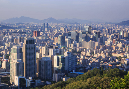 首尔市和市中心的天际线，韩国