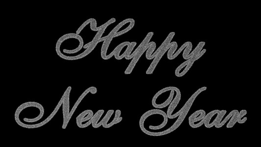 组成的黑色背景上的雪花的快乐新的一年题词