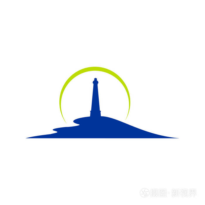 海湾边灯塔矢量符号图形徽标设计