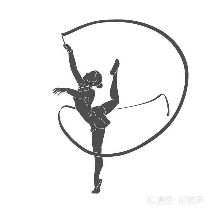 女孩体操运动员用丝带插画-正版商用图片0okskt-摄图新视界