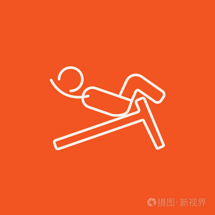 男人做仰卧起坐倾斜台线图标