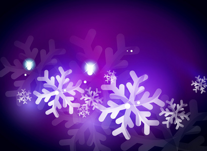 假期蓝色抽象背景 冬季的雪花 圣诞及新年设计模板