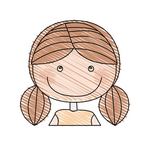 彩色铅笔绘制漫画半身长发的女孩的辫子