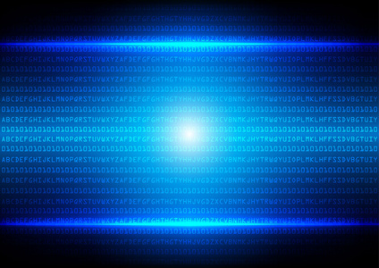 蓝色的抽象二进制代码的技术背景