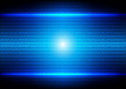 蓝色的抽象二进制代码的技术背景照片