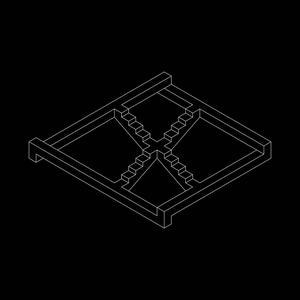 图像不可能不可能的楼梯.黑色背景上的孤立.矢量轮廓图.等轴视图照片