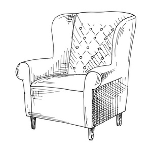 椅子。孤立在白色背景上的素描。矢量图