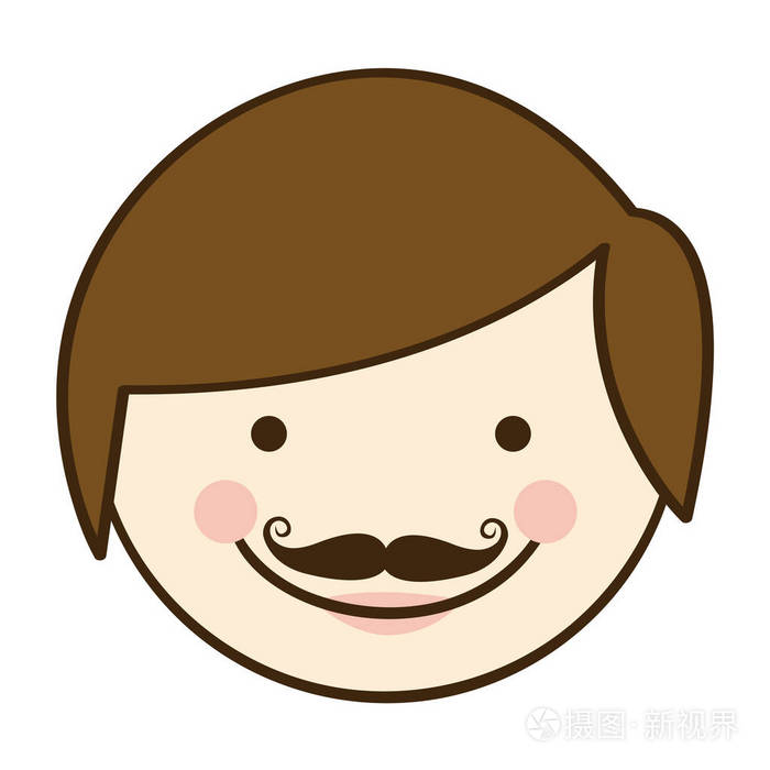 前视图多彩剪影卡通人父亲脸