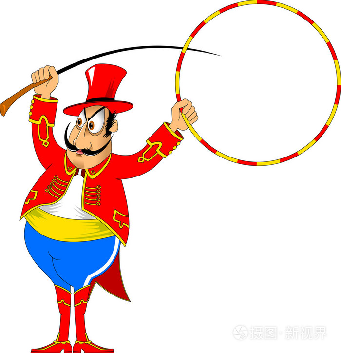 大胡子在马戏团驯兽师