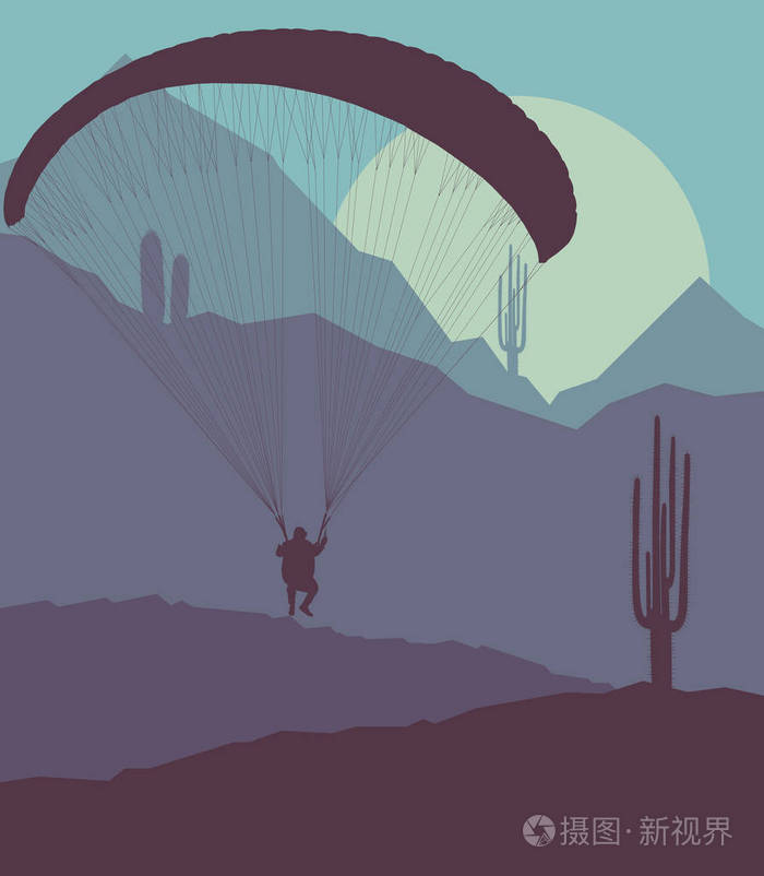 滑翔伞跳风景矢量背景海报