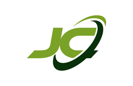 jc 徽标旋风椭圆绿色字母矢量概念第 99 号旋风波设计模板标志橙绿色