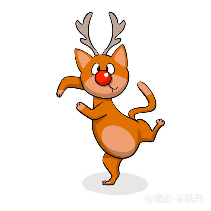 跳舞猫鹿卡通插图