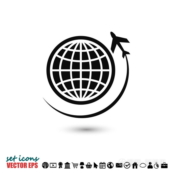 地球仪飞机图标