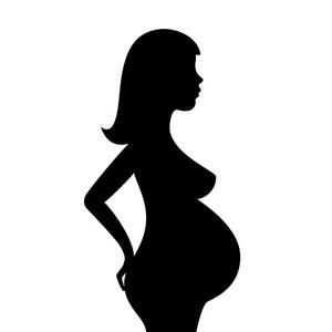 长毛怀孕妇女矢量图标插图在白色背景下隔离