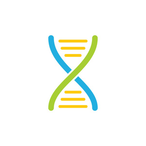 在白色背景下分离的 dna 螺旋平面图标, 矢量插图