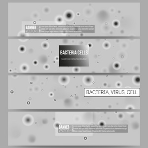 现代横幅的设置。分子生物学研究，细胞的灰色，科学矢量背景