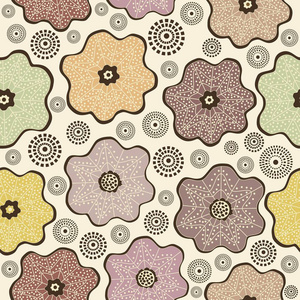 米色背景上的无缝花彩图案