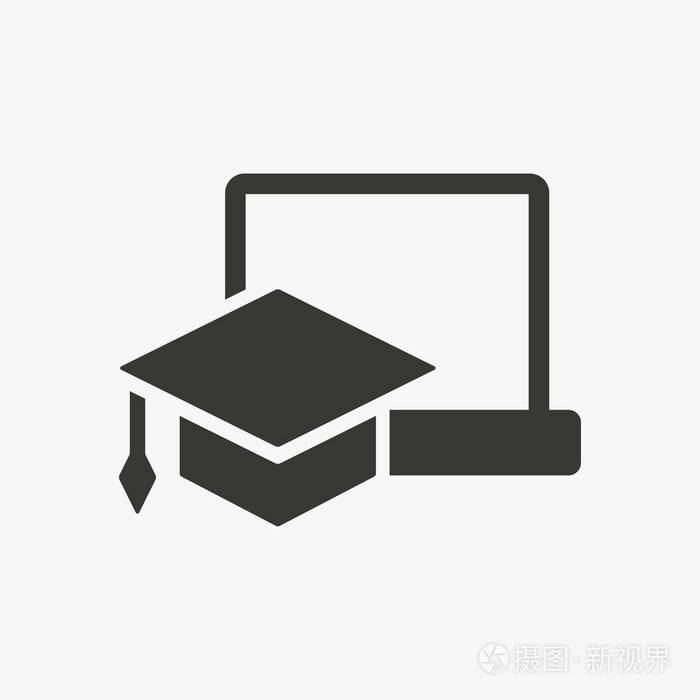 电子学习教育图标学术学习学习符号黑色矢量插图被隔离在白色图形和