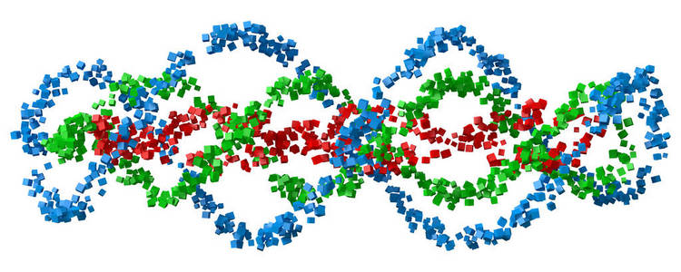 Dna 像螺旋形的立方体。3d 样式矢量图。适用于任何横幅广告技术和抽象主题