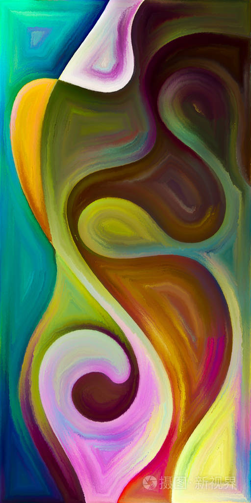 现代艺术主体的形状与曲线构成的抽象背景