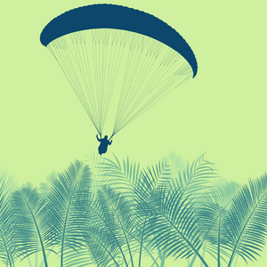 滑翔伞跳风景矢量背景海报