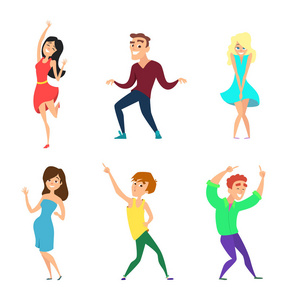 年轻人跳舞.活跃的男孩和女孩在行动构成照片