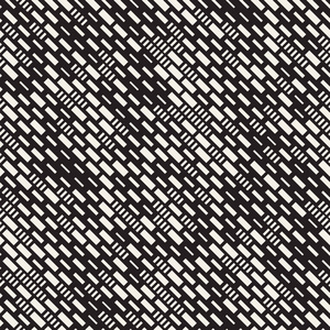 矢量无缝黑色和白色不规则虚线矩形网格图案。时尚单色纹理