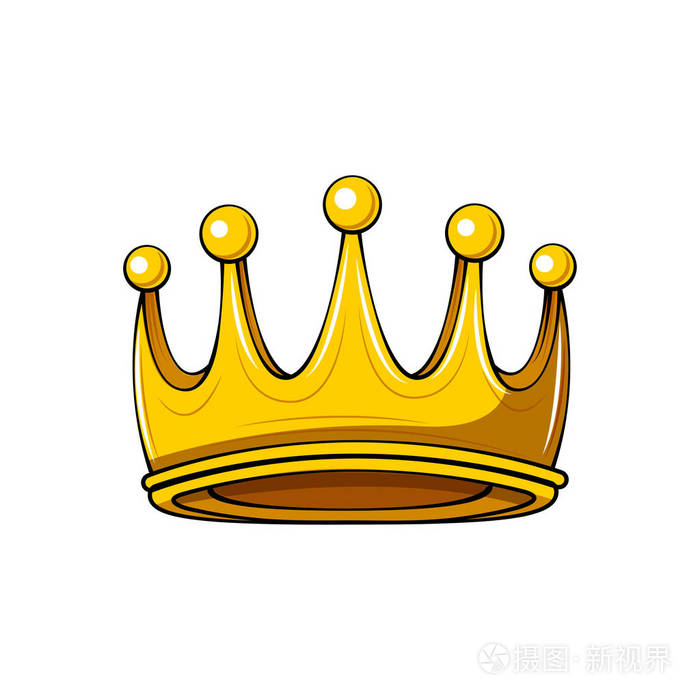金色的卡通皇冠皇家徽章国王符号皇后号设计元素向量