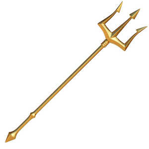 夏普诺斯金色三叉戟, 在白色背景下隔离, 3d 渲染照片