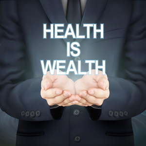 商人持有健康是财富的话图片