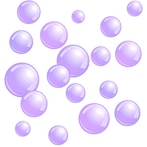 肥皂气泡, 逼真的水珠, 蓝色斑点, 矢量泡沫球体插图
