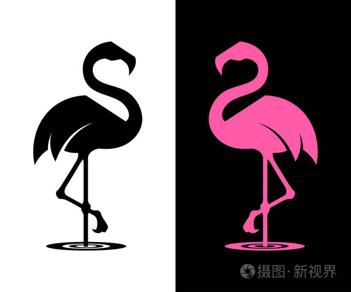 矢量火烈鸟剪影