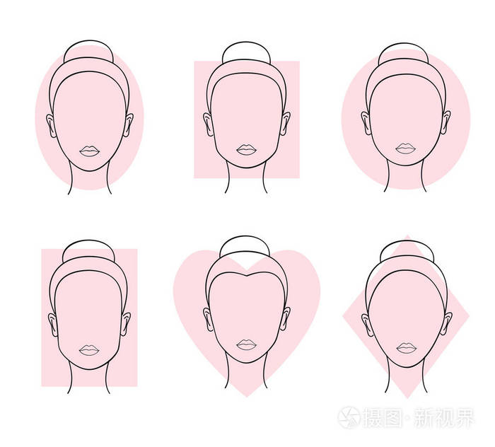 女人的脸形状.矢量图