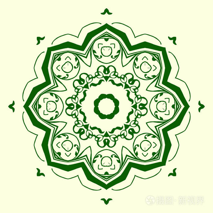 绿色, 八角, 对称, 几何图案元素.用于设计和 creativit