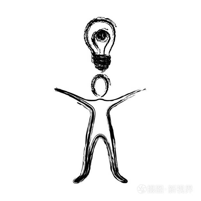 有一个好主意图标的轮廓人插画-正版商用图片0omd3b-摄图新视界