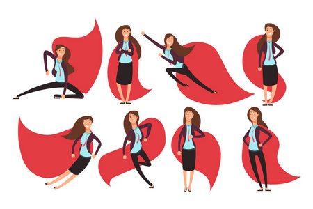 不同的动作和姿势向量英雄字符集照片