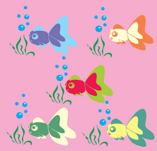 鱼与粉色气泡背景图片