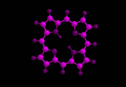 分子的结构卟吩，3d 渲染