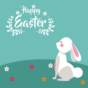 快乐的复活节兔子花艺设计图片