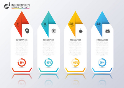 信息图表设计模板与 4 个步骤。矢量