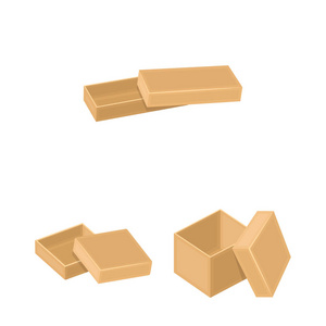 不同的方块卡通图标集的设计集合。包装盒矢量符号股票网页插图