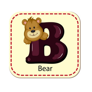 孤立的手语字母 B 熊的插图