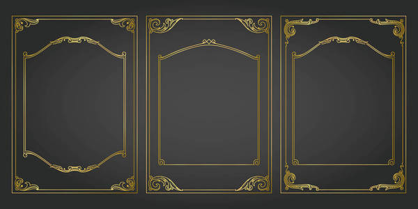 框架垂直和边框标准比例背景复古设计元素设置3黄金照片