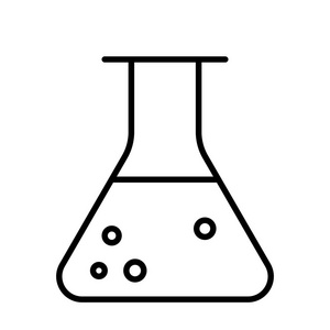 测试管和烧瓶化学实验室测试线图标在白色背景下被隔离。实验室玻璃器皿标志。平面设计。矢量插图