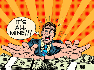 贪婪的财富钱经营理念照片