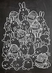 复活节手绘矢量蛋和兔子图片
