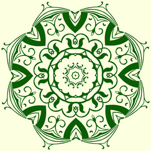 绿色, 八角, 对称, 几何图案元素。用于设计和 creativit
