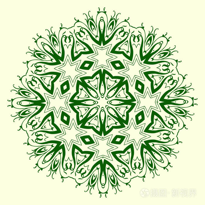 绿色, 八角, 对称, 几何图案元素.用于设计和 creativit