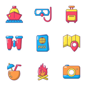 温馨的休息图标设置, 卡通风格照片