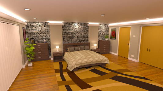 卧室的 Bedroom3d Cg 渲染